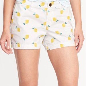 (2/$35) White chino lemon pattern shorts (cotton)